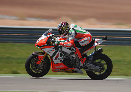 Max Biaggi. like him or not, you can't say he doesn't give it his all...when he can be bothered.