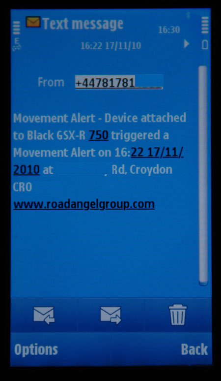 The text message you hope never to receive, again with a couple of details blanked out for discretion...