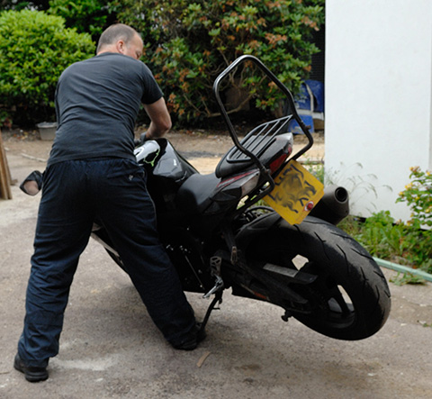 Back wheel in the air...