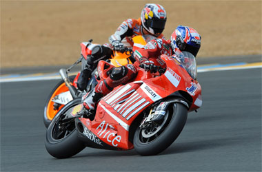 Eventually Pedrosa got round the outside of Stoner's Ducati. Just not this time...