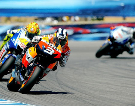 The moment that Rossi nearly snatched the lead. So close, but just so far...
