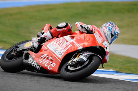 Nicky Hayden at least managed to remain on the Ducati all weekend...though perhaps he wishes he'd stepped off early to avoid embarassment.