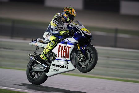 The man knows how to wheelie. Then again, he's done it often enough... (Yamaha)