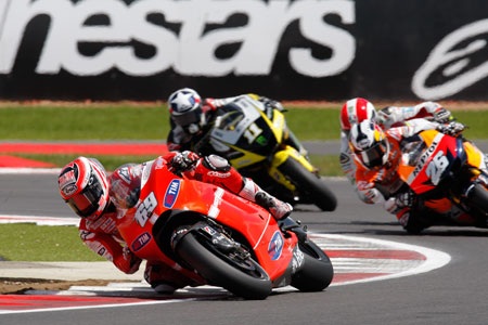 Nicky Hayden leading Pedrosa, Simoncelli and Spies...