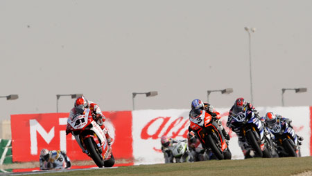 Race two, and Haga takes an early lead (Ducati)