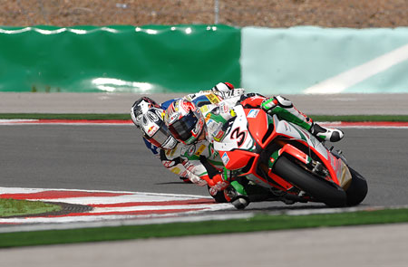 Biaggi, Rea and Haslam in a very small space...