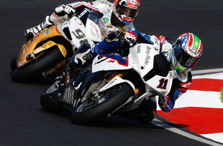 Troy Corser had a pretty thin time of the weekend as he appears to still be struggling with the battering he got in Misano... (Pic: BMW)