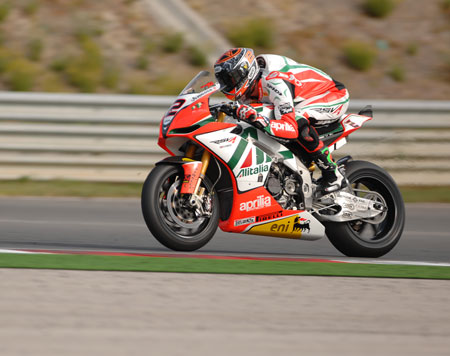 Leon Camier marked his last meeting as a works Aprilia ride with a spirited performance...as usual.