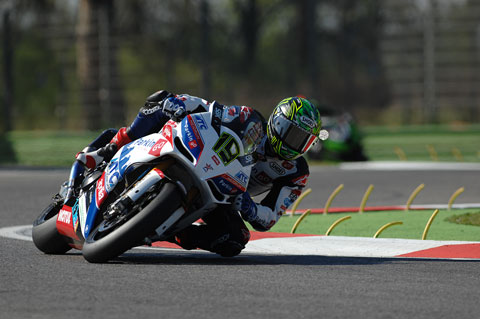 Chaz Davies has taken to the Superbike class quite well. mainly because you can ride the Aprilia like a 600...